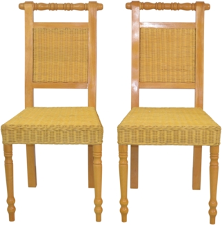 Esszimmerstuhl 2er Set, aus Rattan handgeflochten, beige