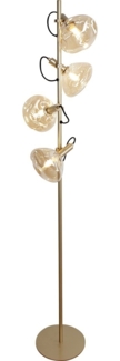 ECO Light 9530-PT4 GO Stehleuchte BEUEL 4-flammig goldfarben Glas amber
