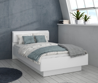 FORTE Snow Bett, Holzwerkstoff, Weiß, 126,2 x 87,7 x 209,6 cm