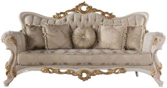 Casa Padrino Luxus Barock Sofa Grau / Kupfer / Weiß / Beige / Gold - Prunkvolles Wohnzimmer Sofa mit Muster - Barock Wohnzimmer Möbel - Edel & Prunkvoll