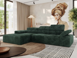 Ecksofa mit Relax-funktion, Elektrisch verstellbarer Sitz, L-förmige Ecke mit Armlehnen, Wellenfeder - RILASSO - linke Seite