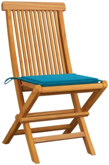 vidaXL Gartenstühle mit Blauen Kissen 4 Stk. Teak Massivholz 3062572
