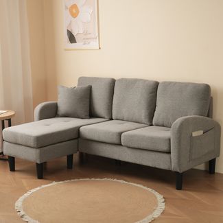 Ecksofa 166x118cm Sofa mit Chaiselongue links/rechts umstellbar, atmungsaktiver Stoff, kompakt,Dunkelgrau