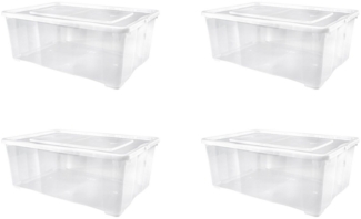 Gardissimo Unterbettkommode 4 er Set Unterbettboxen Aufbewahrungsboxen Stapelboxen Kunststoff 25 L (Spar-Set, 4 Boxen + Deckel), stapelbar / nestbar