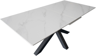 Esstisch Keramik weiß 180(220) x 90 ausziehbar Spider-Gestell schwarz MILLIE 139853865