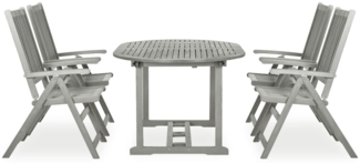 vidaXL 5-tlg. Garten-Essgruppe (150–200) x 100 cm Massivholz Akazie Grau 3057907