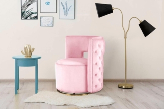 Glamouröser Samt-Polsterstuhl Rosa & Gold – Eleganter Sessel mit Komfort