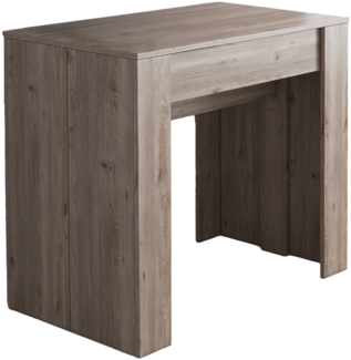 Dmora Ausziehbare Konsole Vaelis, verwandelbar in Esstisch, platzsparend und ausziehbar bis 237 cm, 90-237x76,6x90 cm, Eiche hell