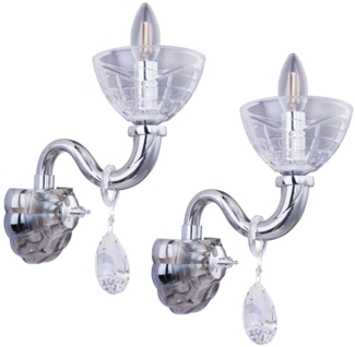 2er Set Wandleuchte, Kristalle, Glas, Chrom, H 37 cm