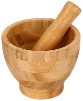 Bambus Mörser mit Stößel – Natürliches Set zum Mahlen von Kräutern & Gewürzen