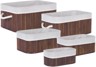 Aufbewahrungskorb Bambusholz dunkelbraun 5er Set TALPE
