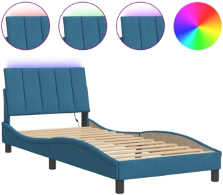 vidaXL Bettgestell mit LED ohne Matratze "Hanko" Blau 80x200 cm Samt 3213749