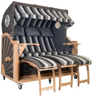 Strandkorb Kampen Spezial 3-Sitzer Mocca Set 16 inkl. Industrierollen und Hydraulikdämpfer