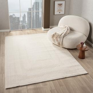 Vimoda Teppich Teppich Wohnzimmer neues priumum Designteppich moderne, Rechteckig, Höhe: 11 mm, Teppich 3D effekt Boho Einfarbig hoch-tief Bordüre Designteppich