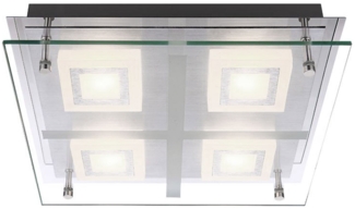 LED Deckenlampe, Chrom, Glas klar satiniert, L 28,5 cm