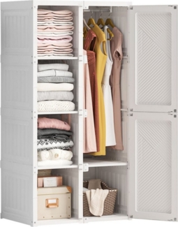 SEEZSSA Drehtürenschrank Kleiderschrank 6 Türen, 8 Fächer, 1 Aufhängung, Kleiderschrank für das Schlafzimmer Wohnzimmer Diele 136 x 69 x 50 cm