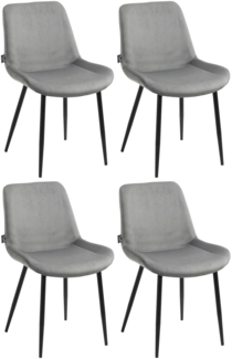 DELUKE® 4er Set Esszimmerstühle WIKIL Samt - 80x51x60cm, grau, Samt Metall matt schwarz Gestell Stühle Esszimmerstühle Stuhl Esszimmer Esstisch Stühle Küchenstuhl