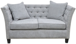 Casa Padrino Luxus Chesterfield Samt Sofa mit Kissen 174,5x91 x H. 86 cm Grau