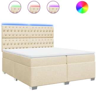vidaXL Boxspringbett mit Matratze und LED-Beleuchtung, Holzwerkstoff creme, 200x200 cm