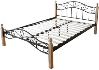 Metallbett inkl. Lattenrost 160x200 schwarz/natur