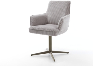 Drehstuhl Heira-Flex mit Armlehnen Cord Silbergrau Fußkreuz Effektfinish Titan 360° drehbar Taschenfederkern