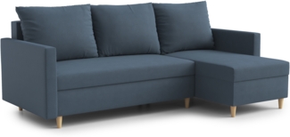 AX LIVING Blau 3-Sitzer Couch mit Schlaffunktion – Walston Eckcouch 224 cm