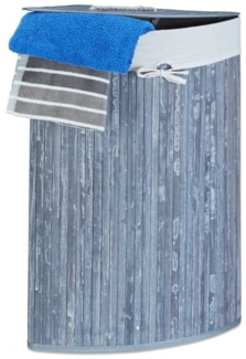 3 x Eckwäschekorb Bambus grau