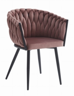 Home Collective Polsterstuhl mit gestepptem Design, Gepolstert ergonomisch 79 cm Höhe (Schreibtischstuhl geeignet für Wohnzimmer, Büro, Schlafzimmer, Esszimmer, 61 cm Breite), dunkelrosa Samtsitz mit schwarzen Metallbeinen 110 kg belastbar