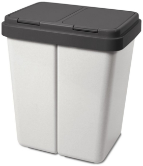 Gardissimo Mülltrennsystem Duo Bin Mix Müllsortierer Doppel Mülltonne Abfalleimer 2 fach, 2 mal 25 Literfassungsvermögen mit Tippdeckel und Klemmringen