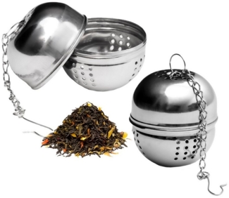 Intirilife Teesieb, Edelstahl, (Set, 2-St, Set), Tee-Ei 2er Set Edelstahl Teesieb mit Kette loser Tee, Kräuter Gewürze