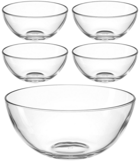 LEONARDO Schale Schalen-Set CUCINA, 5er Set, 4x Ø 14 cm & 1x Ø 28 cm, Glas, (Set, 5-tlg), Spülmaschinengeeignet