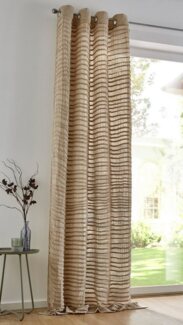 Kutti Vorhang Crinkle allover, Ösen (1 St), halbtransparent, Leinenstruktur, weicher Musseiin, lichtdurchlässig, handmade