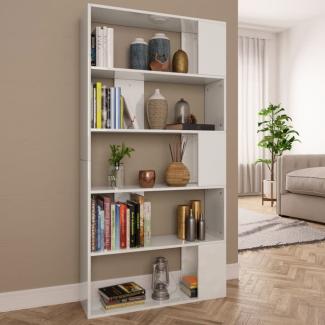 vidaXL Bücherregal/Raumteiler Hochglanz-Weiß 80x24x159 cm 800105