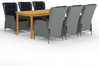 vidaXL 7-tlg. Garten-Essgruppe Hellgrau 3067933