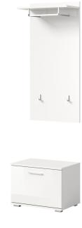 Garderobe Set 2-teilig Grazie in weiß Hochglanz 55 x 191 cm
