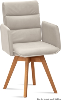 Armlehnstuhl drehbar (8er-Set) Dorri 52 x 92 x 60 Eiche geölt/Natur