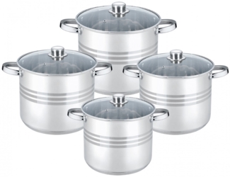 Cheffinger Kochtopf Pfannen Topfset Glasdeckel 8-tlg Induktion Edelstahl CF-SP8