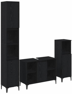 vidaXL Badezimmermöbel-Set 3 pcs Schwarz Eichen-Optik Holzwerkstoff 3416170