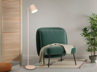 Kleine Akku Stehlampe BLAKE kabellos - dimmbar, Metall Beige, Höhe 125cm