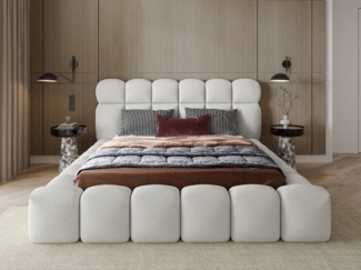 wonello Polsterbett Mira XL 3 (das Original), Bett mit Bettkasten und Lattenrost – eleganter Boucle-Stoff