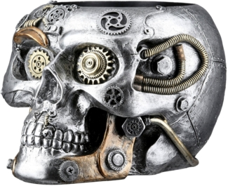 GILDE Übertopf Übertopf Totenschädel Steampunk Skull planter silberfarben H. 14 cm (1 St)