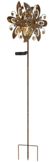 LED Solarleuchte, Glaskugel, Windrad, Rostfarbe, H 124 cm