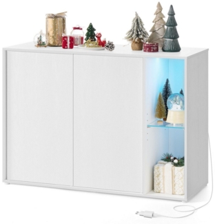 SONGMICS HOME Sideboard Aufbewahrungsschrank (TV-Schrank, Glasablage, Toolless-Technologie, Aufbewahrungsschrank, Superschnelle werkzeuglose Montage, Sideboard mit Beleuchtung), Toolless-Technologie, mit Beleuchtung