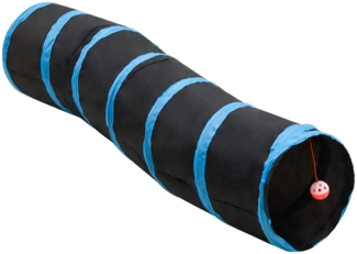 vidaXL Katzentunnel in S-Form Schwarz und Blau 122 cm Polyester 172185