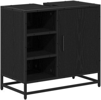 vidaXL Badezimmerschrank mit Tür Schwarz Eichen-Optik 65 x 33 x 60 cm 883636