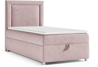 Best for Home Boxspringbett K3 SINGLE mit Bettkasten mit Lieferung, Aufbau & Entsorgung (Rosa 70x200)