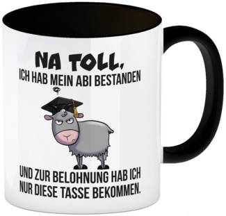 speecheese Tasse Zickige Ziege Abitur Kaffeebecher in schwarz mit Spruch Abi bestanden