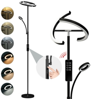 ANTEN LED Stehlampe 175cm LED Stehleuchte Dimmbar Leselampe mit Fernbedienung Deckenfluter, 3000K-6000K, 20W+7W Leselampe Standleuchten