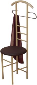 Herrendiener, Stummer Diener "Gustav" mit gepolsterter Sitzfläche, beige / braun