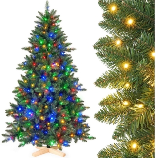 Yorbay Künstlicher Weihnachtsbaum mit LED-Beleuchtung 150/180/210 cm, Echtholz Baumständer